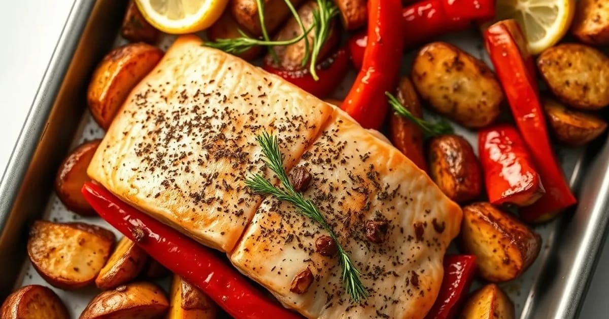 Knuspriges Lachsfilet auf Ofengemüse mit Frischkäse-Dip